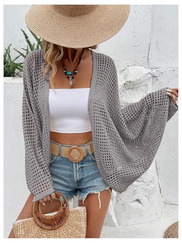 Image of Verdusa Women's Oversized Summer Cardigan Lightweight Sweater Crochet Knit Beach Cover Up Spring Vacation Outfits