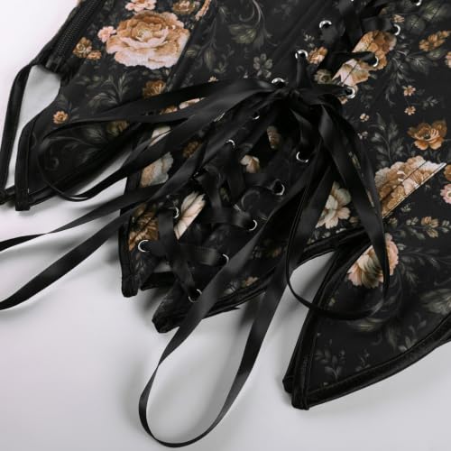 Image of Scarlet Darkness Women's Renaissance Corset Tops Floral Boned Bodice