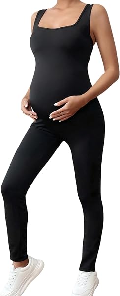 Mono de maternidad sin mangas, elástico, para embarazo, para yoga, maternidad, con cuello redondo - 2
