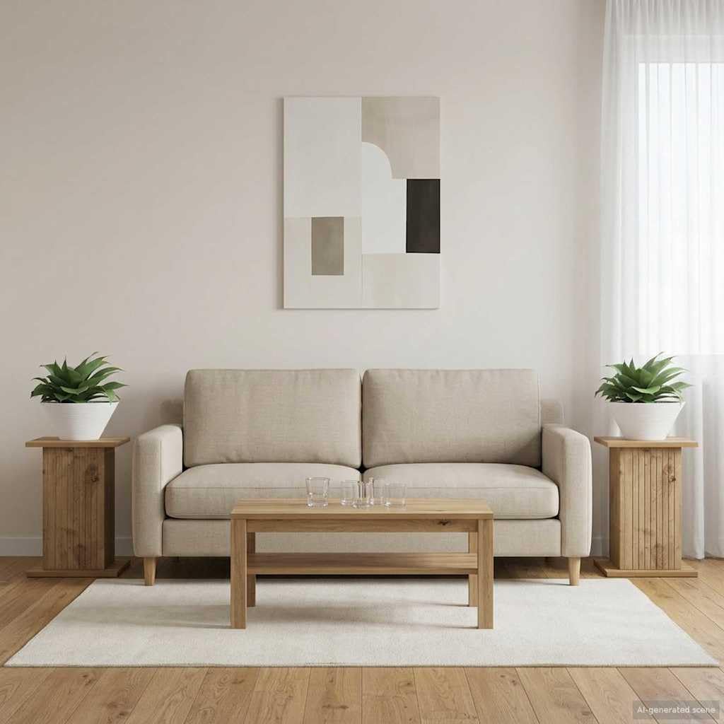 Hothingwell Pflanzenständer, 2 Stück, Eiche, 30,5 x 30 x 43 cm | Feuchtigkeitsbeständiges Holzwerkstoff, klares modernes Design, einfache Pflege mit feuchtem Tuch