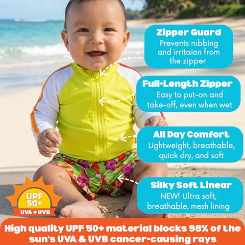 Image of SwimZip Boys' Long Sleeve Rash Guard & Swim Shorts Set - UPF 50+ Sun Protection