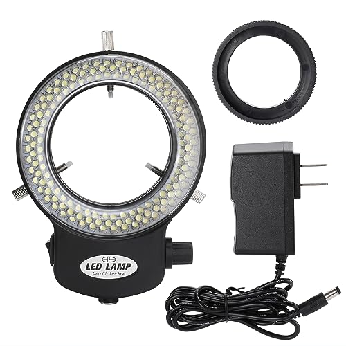 Faruijie ZR-XWJ-144LED-BLACK 144 Led Ring Microscope Light,Adjustable Illuminator Microscope Lamp Ring Light Source For Lab Stereo Microscopes& Camera cover