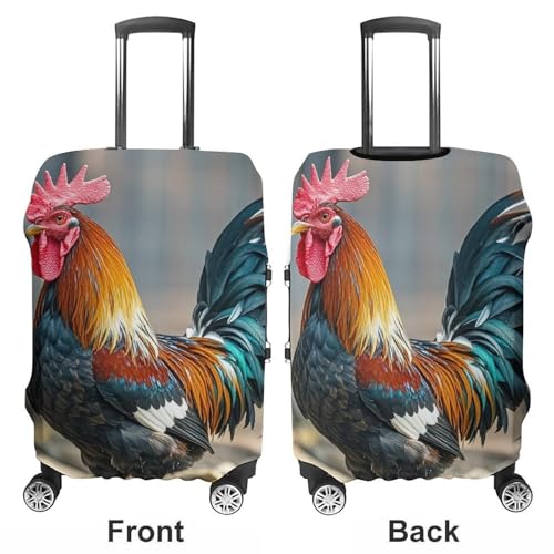 Old Rooster Illustration Printed Luggage Cover Protector, Fits 18-32 Inch Luggage3