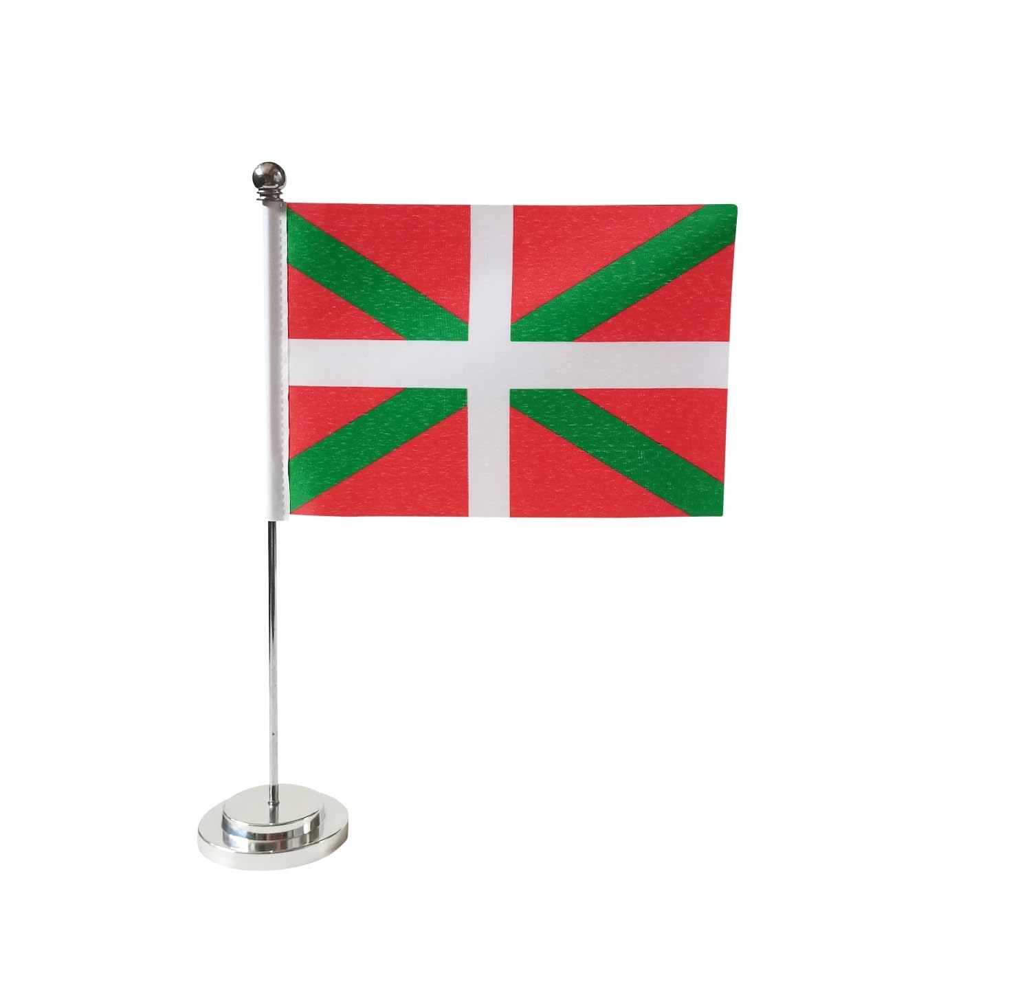 Drapeau de table Pays Basque 21 x 14 cm Mât et socle en acier