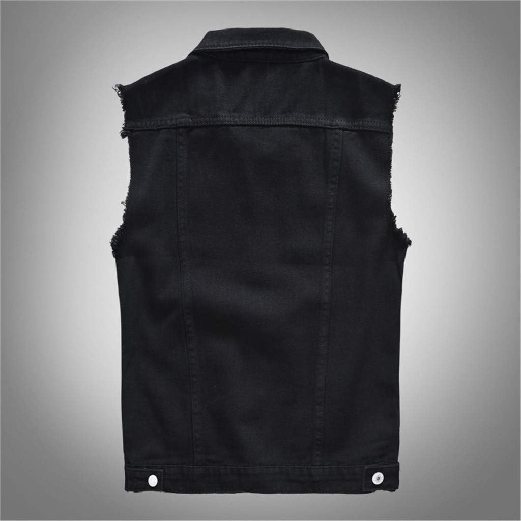 Ymosrh Men's Workout Tank Tops Sleeveless Denim Vest Jacket Slim Fit Casual Ripped Summer Shirts Gym Tank Tops, M-6XL