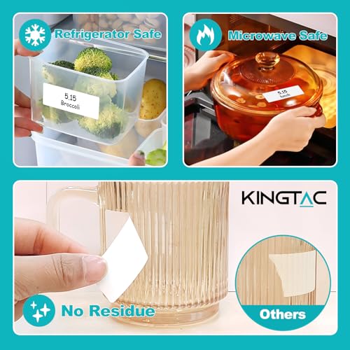 Kingtac 500 etiquetas de alimentos em branco, etiquetas de congelador de 2,5 x 7,6 cm removíveis par
