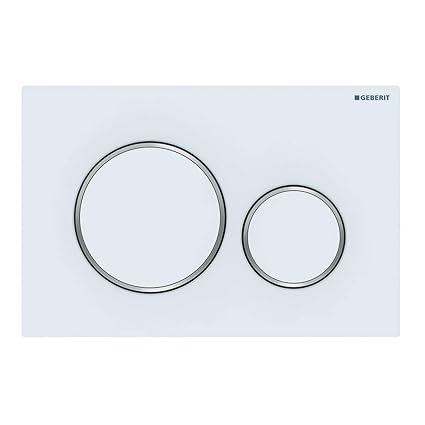Geberit actuator plate Sigma20 for dual flush: white matt coated, easy-to-clean coated, bright chrome-plated