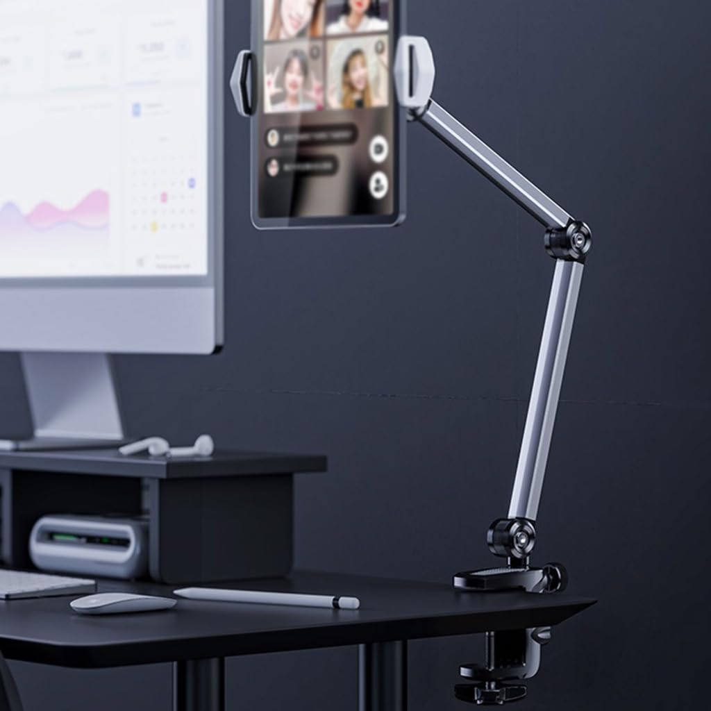 Soporte para teléfonos celulares, soporte ajustable para teléfono de escritorio con base estable, soporte de escritorio perezoso de aleación de aluminio para teléfonos