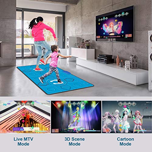 Dance Mat Game– HDMI Wireless Double user Video Game Dance Pad for Kids Adults Multi-Function Dance mat Games for TV Plug and Play,Built-in Game Console for PC TV (11MM PU, 2 Controller English)
