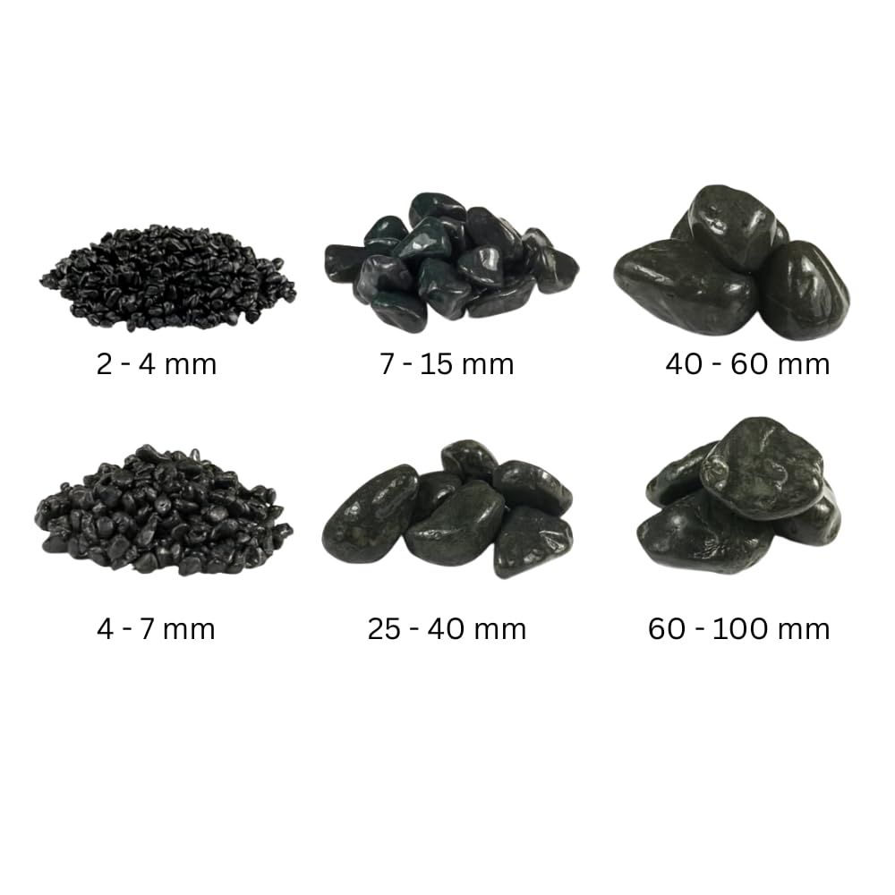 FORTUNATO Ciottoli Nero Ebano Pietre Naturali Decorativi Giardini Aiuole Vasi Protegge Decora Vialetti Confezionata in Sacchi da Kg (25, 40/60 mm)