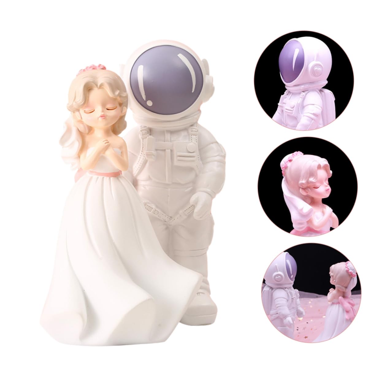 1 Paar Hochzeitspaar Figuren aus Kunstharz, Weiße Dekofigur | Brautpaar als Tisch und Regalakzent, Chic und Lovely, Geschenkidee für Familie und Freunde