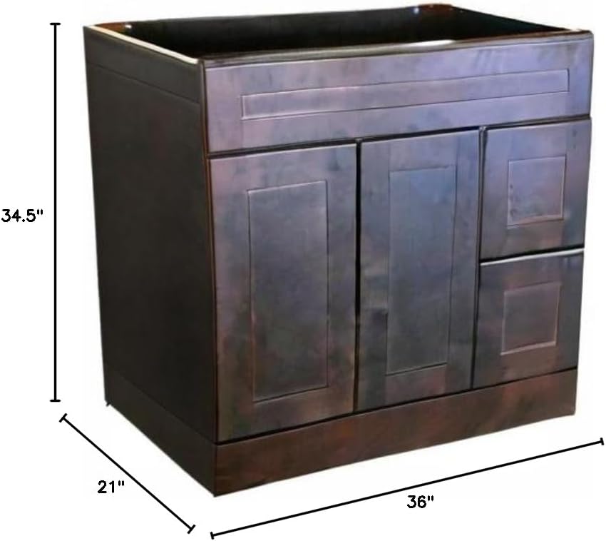 36" Espresso Bathroom Vanity Shaker Drawer Single Sink New Solid Wood Hardwood Plywood 36" Wide x 34.5" High x 21" Deep of Set