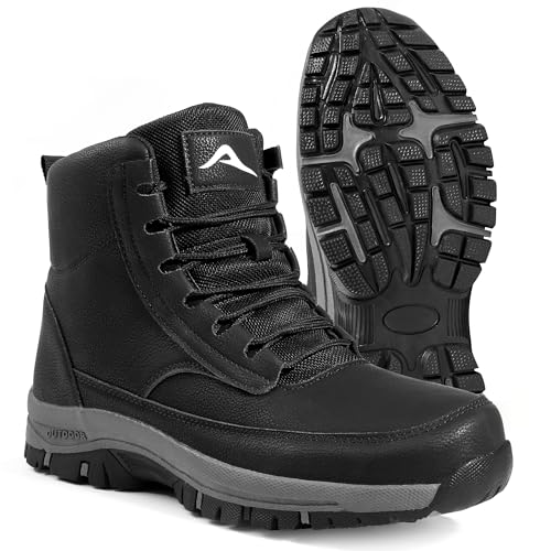 FUDYNMALC Mens Hiking Boots Waterproof: Lightweight Comfortable Trekking Shoes Ankle Support for Outdoor Walking, Black, Size 11