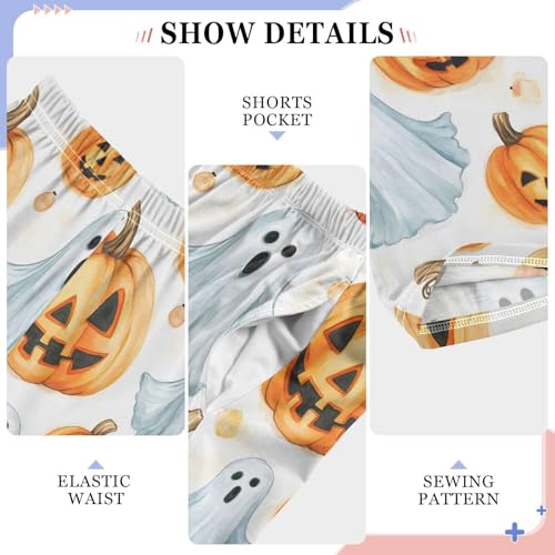 Pajama Pants Pumpkins White Ghosts Halloween PJ Bottoms Sleepwear Lounge Sleep Pant with Pockets4