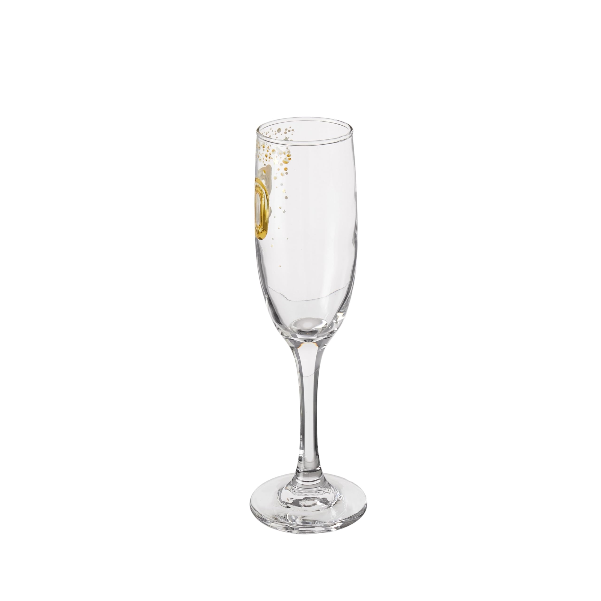 Hox Flauta de champán para regalo de 50 cumpleaños, elegante diseño de globo dorado, cristal transparente para Prosecco, champán y vino espumoso, recuerdo de celebración premium en caja de regalo