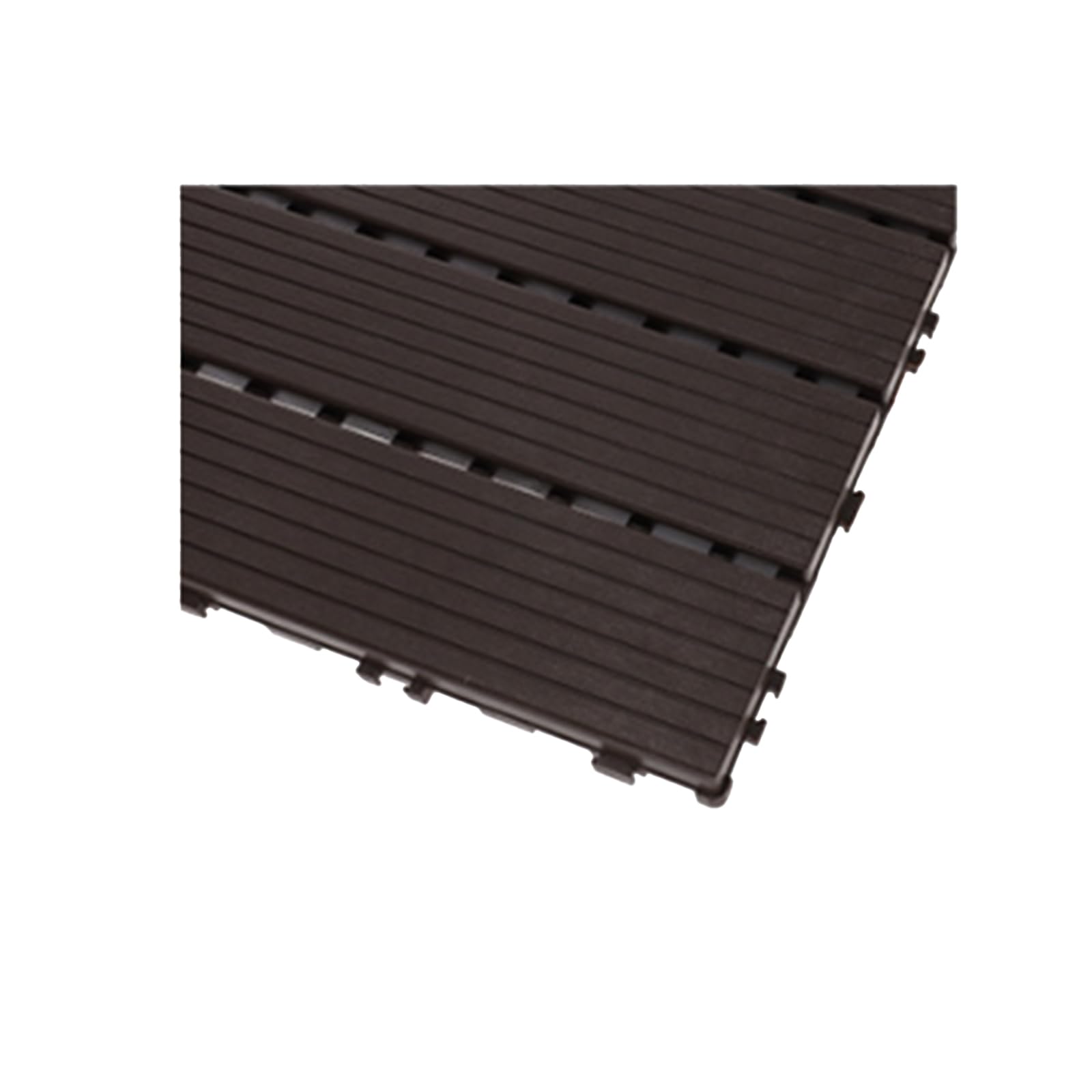 Azulejos de plástico para jardín, 30 x 30 cm, baldosas de PVC, color negro café, suelo empotrable, total 0,9 m², recortables, 10 unidades