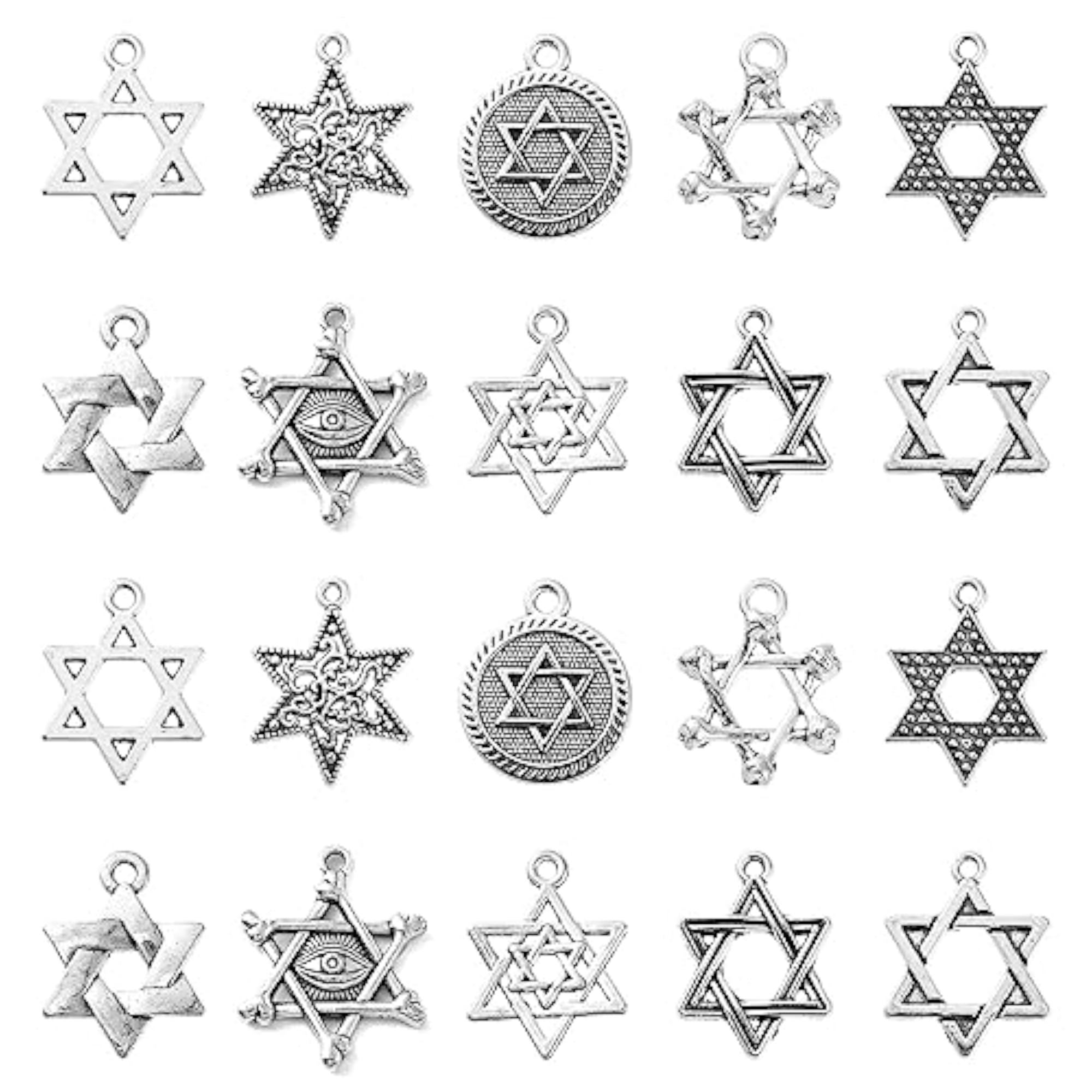 100 Pcs Star of David Charms for DIY Jewellery