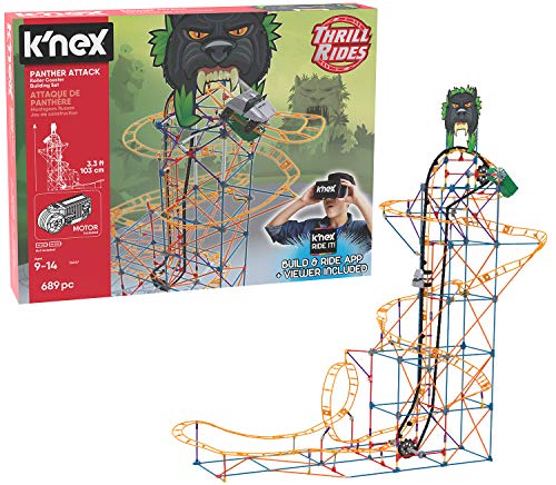 K'NEX Thrill Rides – Panther Attack Roller Coaster Building Set with Ride It! App – 689 Piece – Ages 9+ Building Set