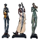 Juego de estatuas de trío de jazz, músico, figuras decorativas de resina, juego creativo de un instrumento, adorno de acción para sala de estar, estante de pared, rincón de lectura, oficina,