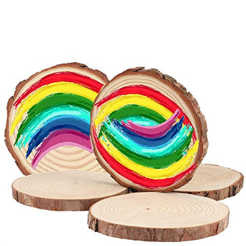 KOHAND 12 PCs 6-7 Inch Wood Slices for Crafts, Unfinished Wood Rounds with Bark, Round Wooden Discs Circles for Christmas Ornaments Wedding Rustic Decoration DIY Handcrafts Arts - Thumbnail 6