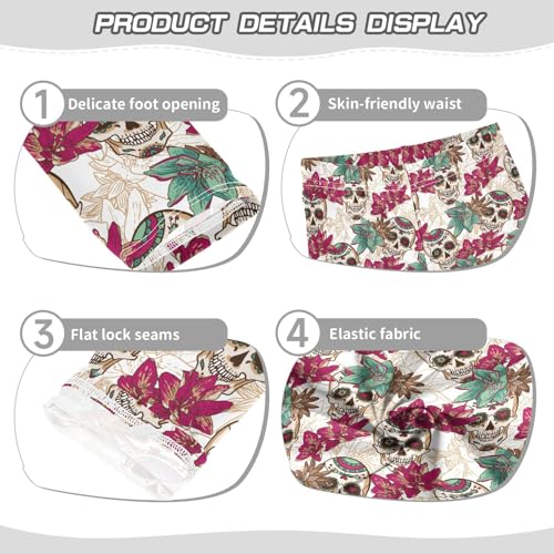 Girls Leggings Soft Toddler Ankle Length Bottoms Skull Flowers Kids Dance Yoga Pants 4-10 Years3