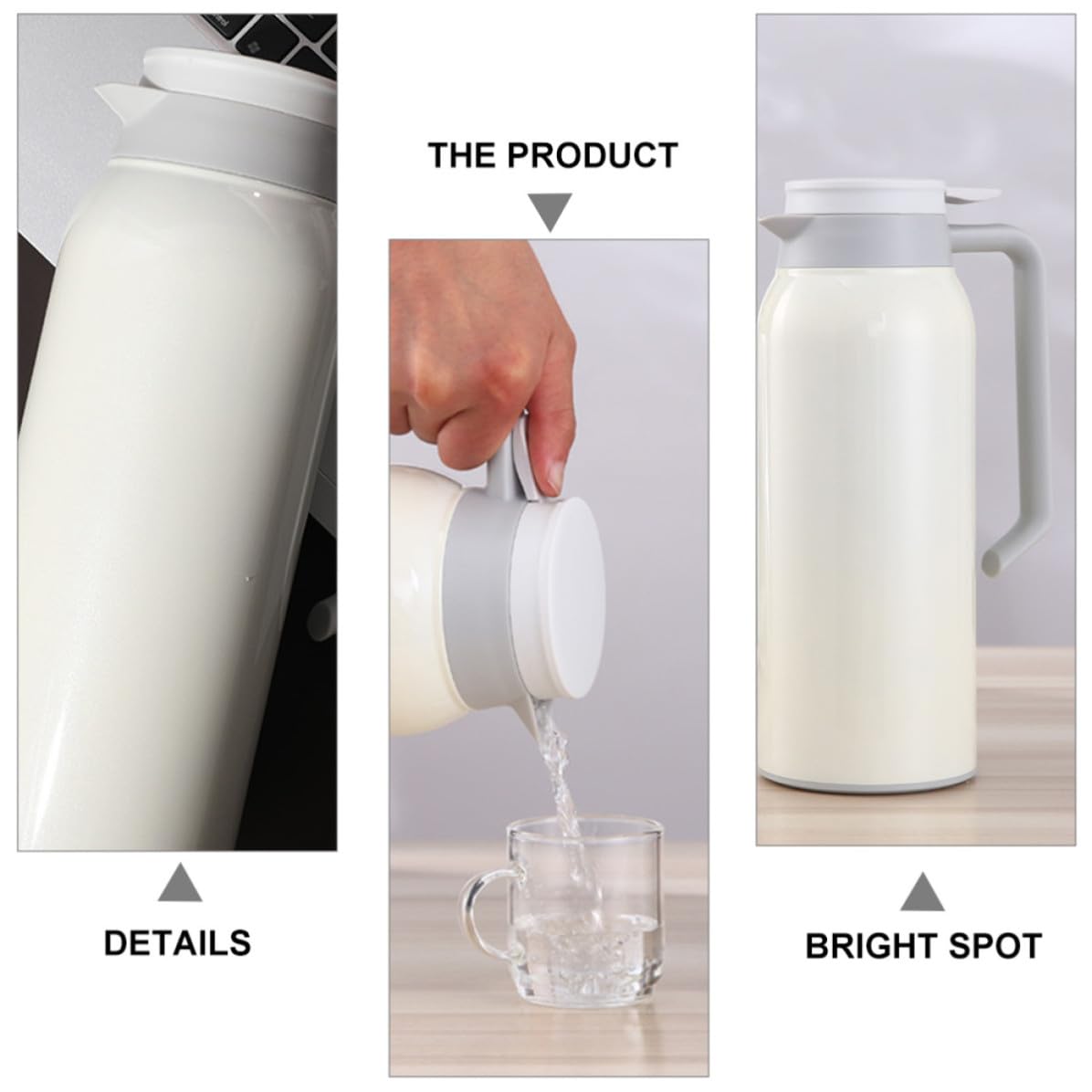 SHERCHPRY Borraccia Termica in Acciaio Inossidabile da 1500ml Doppio Strato Isolante, Design Semplice e Pratica, Facile da Trasportare per Uso Domestico e Mantenimento Calore