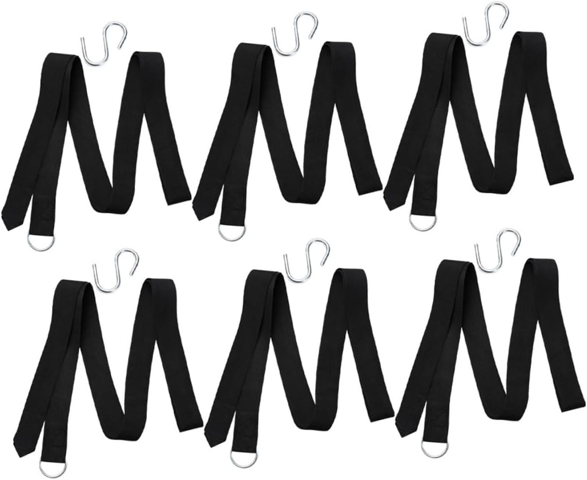 6pcs Outdoor Hammock Tree Swing Hanging Ropes Adjustable Nylon Straps with Reinforced S-Hooks for Patio Camping Backyard Use