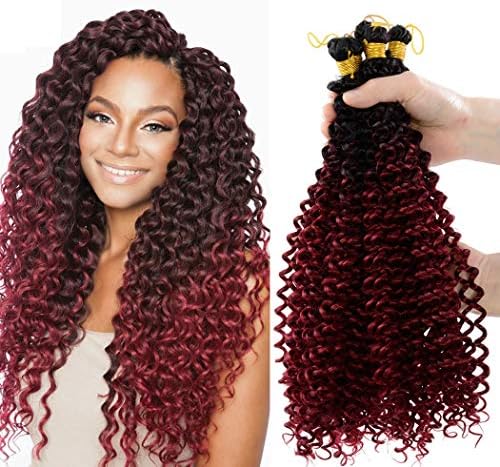 5pack Passion Twist Braiding Hair 20 inch water wave crochet braids ombre Synthetic Kinky Curl Hair Extension (20inch, Tbug)