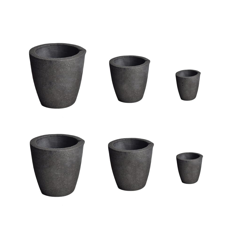 Jeweltech Clay Graphite Crucible Set – 6 Pcs (50g to 1Kg) for Melting & Casting Gold, Silver, Copper, Brass, Aluminium & Other Metals – Durable Furnace Crucibles 2