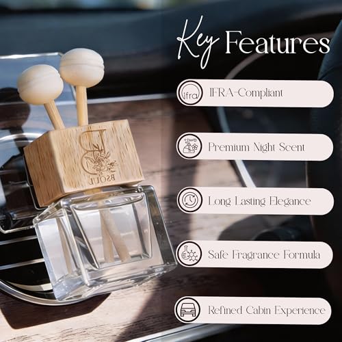 Image of BSOUL Vanilla Musk Car Air Vent Clip Perfume 8ml Pack Of 2 | Premium Wooden Car Diffuser with Essential Oils | Warm Vanilla & Musk Fragrance | Long-Lasting Luxury Car Air Freshener (White)