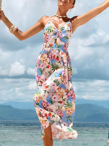 Image of CUPSHE Women's Long Dresses Summer Sleeveless Beach Casual Side Slit Spaghetti Straps Vacation Graduation Midi Dress