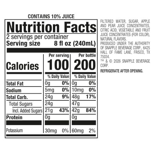 Image of Snapple Apple Juice Drink, 16 Fl Oz Recycled Plastic Bottle, All Natural, No Artificial Flavors Or Sweeteners, Gluten-free, Contains 10% Real Juice 12 Pack