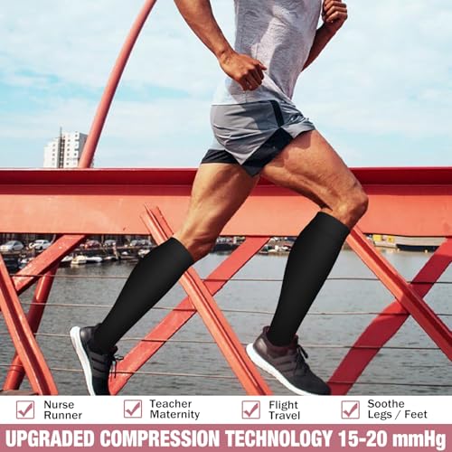 Image of Compression Socks for Women & Men Circulation (6 Pairs) 15-20 mmHg is Best Support for Athletic Running,Nurse
