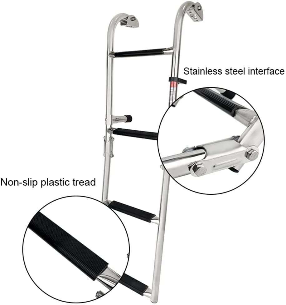 Échelle Télescopique 3 Marches En Acier Inoxydable 304 Pour Bateau – Antidérapante, Pliable, Facile à Monter Sur Ta Plateforme De Baignade