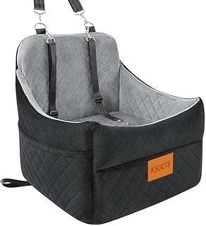 KSUCTE Dog Booster Car Seat for Small Dogs up to 30 lbs – Elevated Pet Travel Seat, Safety Belt, Storage, Blanket & Tethe...