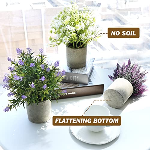 Funarty 3 Packs Fake Plants, Small Potted Plants, Mini Artificial Small Flower, 10” Faux Greenery Plants Indoor, Lavender Pot For Garden Lawn Balcony Office Home Decoration #TOP5