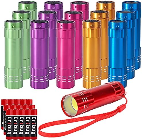 KunHe 18 Pack Mini LED Flashlight Set 100 Lumen COB Flashlights for Kids Aluminum LED Handheld Pocket with Batteries for Camping Gift
