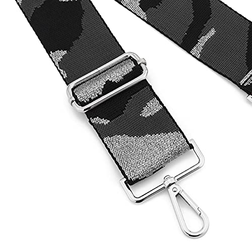 Image of Silvery Buckles Wide Shoulder Strap Adjustable Replacement Belt Crossbody Canvas Bag Handbag