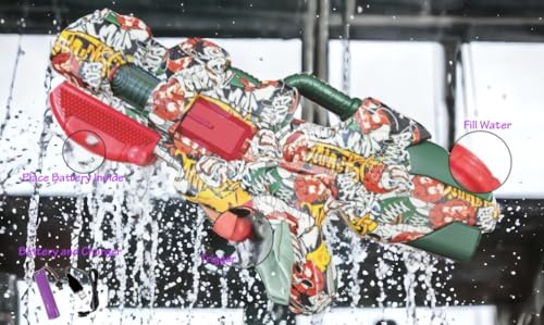 Image of High Pressure Holi Pichkari Electric Water Gun, Automatic Squirt Gun with 300Cc Excellent Range 25-32 Feet - (Magzine) for Kids and Adults Pool Party (Power Stream)