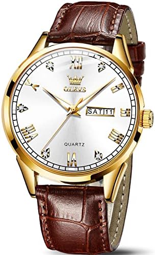 OLEVS Men's Casual Fashion Waterproof Gold Stainless Steel Band Quartz Gold Watches Gifts for Men