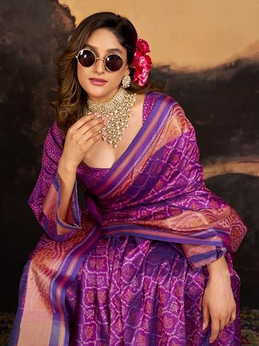 Image of SWORNOF Women's Kanjivaram Soft Silk Banarasi Sarees With Unstiched Blouse Piece