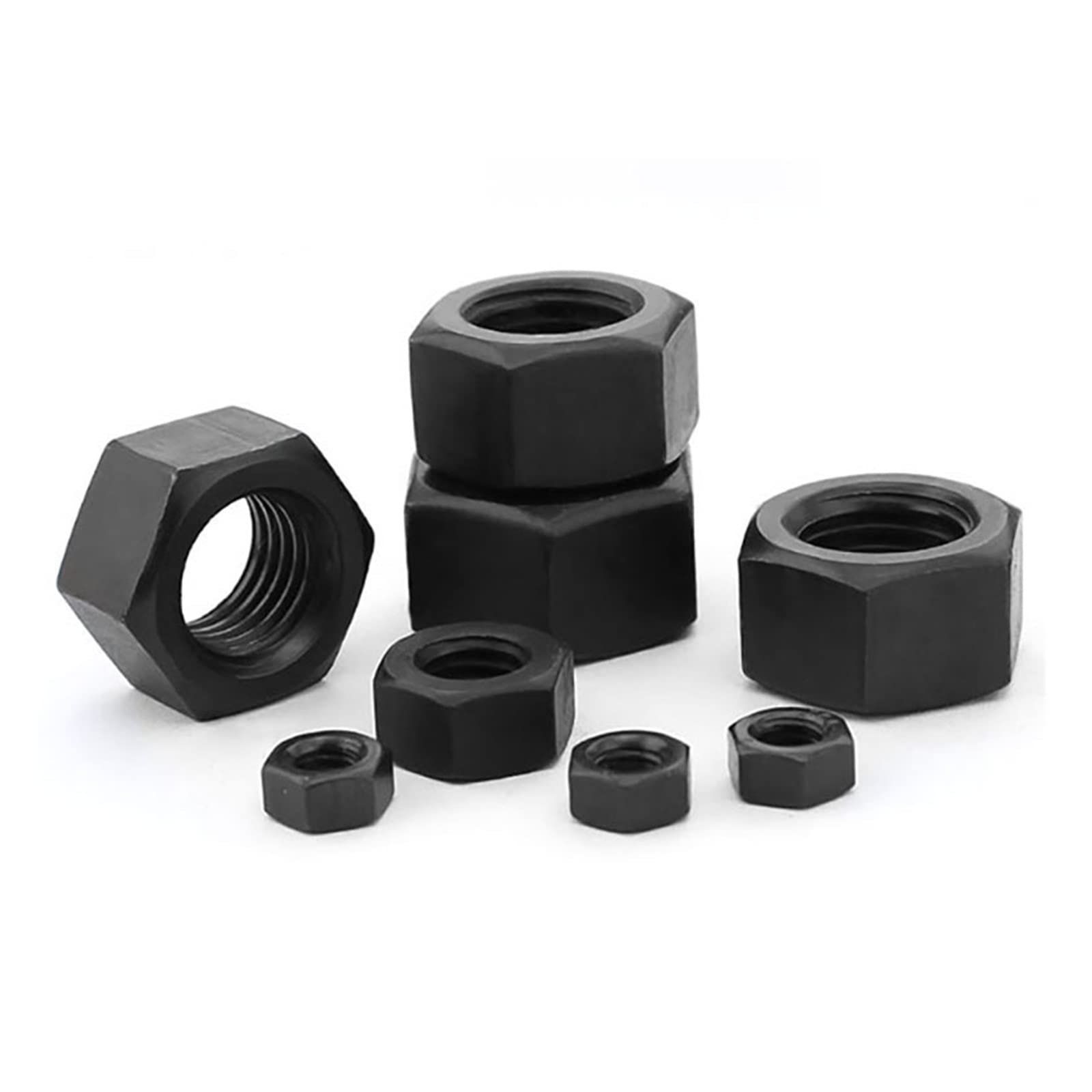 Tuerca de bloqueo hexagonal métrica de acero inoxi 10-100 piezas M2 M2.5 M3 M4 M5 M6 M8 Tuerca hexagonal negra de grado 12.9 Tuerca hexagonal Grado 8 negro Tapa de tornillo de alta resistencia (color: