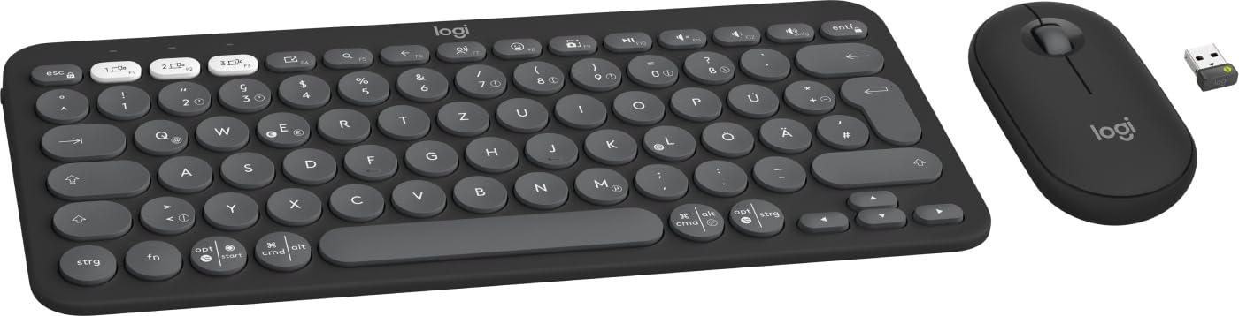 Logitech Pebble 2 Combo - Disposición QWERTZ Alemán, Grafito