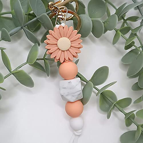 Myfavoritek Flower Keychain Cute Silicone Beaded Keychain For Women Charms For Car Keys Holder Bag Purse (Marigold) #TOP5