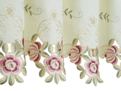 Today's Curtain Verona Reverse Embroidery Window Tier, 36-Inch, Ecru/Rose, W 60" x L 36" (1 Panels) - Image 3