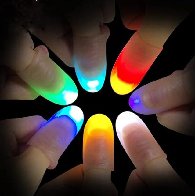 Foto 2 de 8 de HULA Dedo Mágico LED, 5 Pares Magic Finger Light Up Thumb Tips Lámpara de Dedo LED Thumbs Light (Blanco)