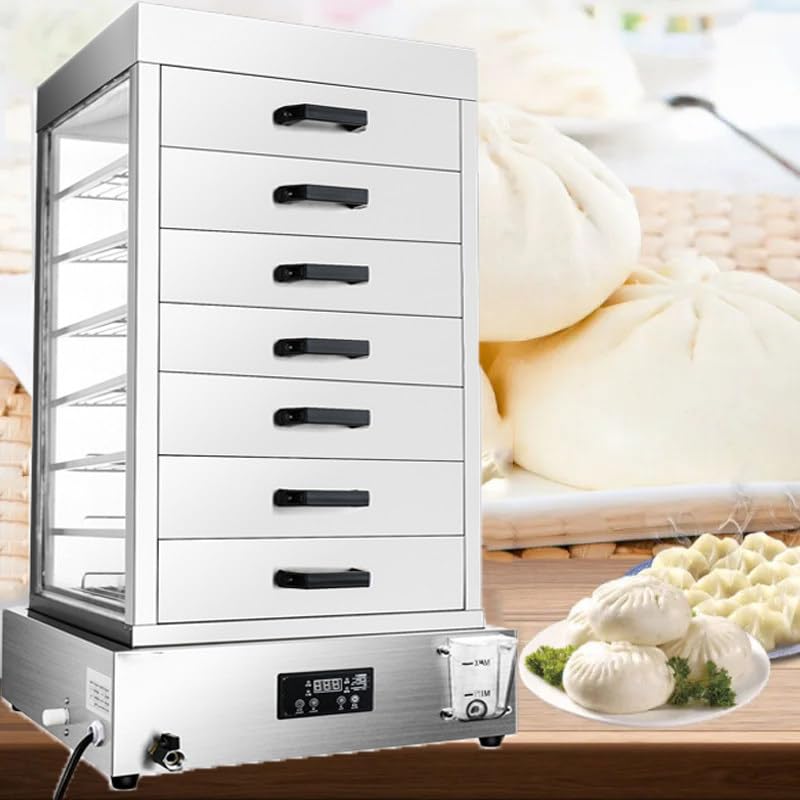 Wypiekacz do chleba parowego 3000 W z 5-warstwową szklaną szafką parowniczą, 6-warstwową, 7-warstwową, elektryczną parownicą z czterema otworami, alarm gotowania na sucho, do restauracji w