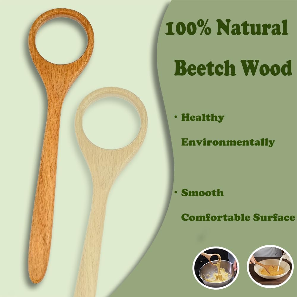 2 PCS 12 Inch Wooden Whisk, Wood Danish Dough Whisk Tool for Mixing, Wooden Bread Whisking Tool for Egg Sourdough Pizza, Pastry, Cake Batter - Image 2