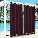SK Studio Rideau Exterieur Terrasse imperméable Rideau Pergola Extérieur Occultants à Double œillet à Isolation Thermique pour Les Jardins, Pavillons 1 Panneau Vin Rouge, 132x305cm