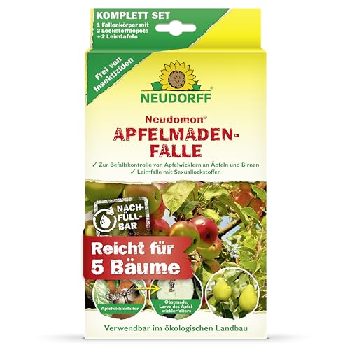 Neudorff Neudomon ApfelmadenFalle Nachfüllbare Falle mit Speziallockstoff gegen Apfelwickler schützt Äpfel und Birnen vor Madenbefall 1 Set